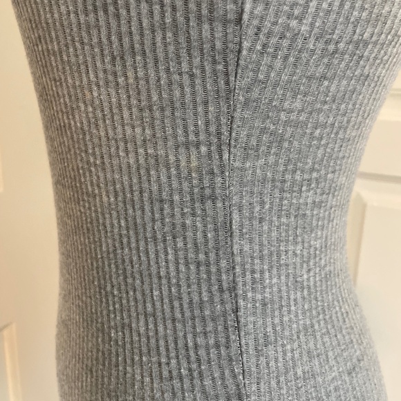 Poof! Y2K Grey Ribbed Knit Maxi Dress with Tank Top & Side Slit – Size S - Picture 5 of 12
